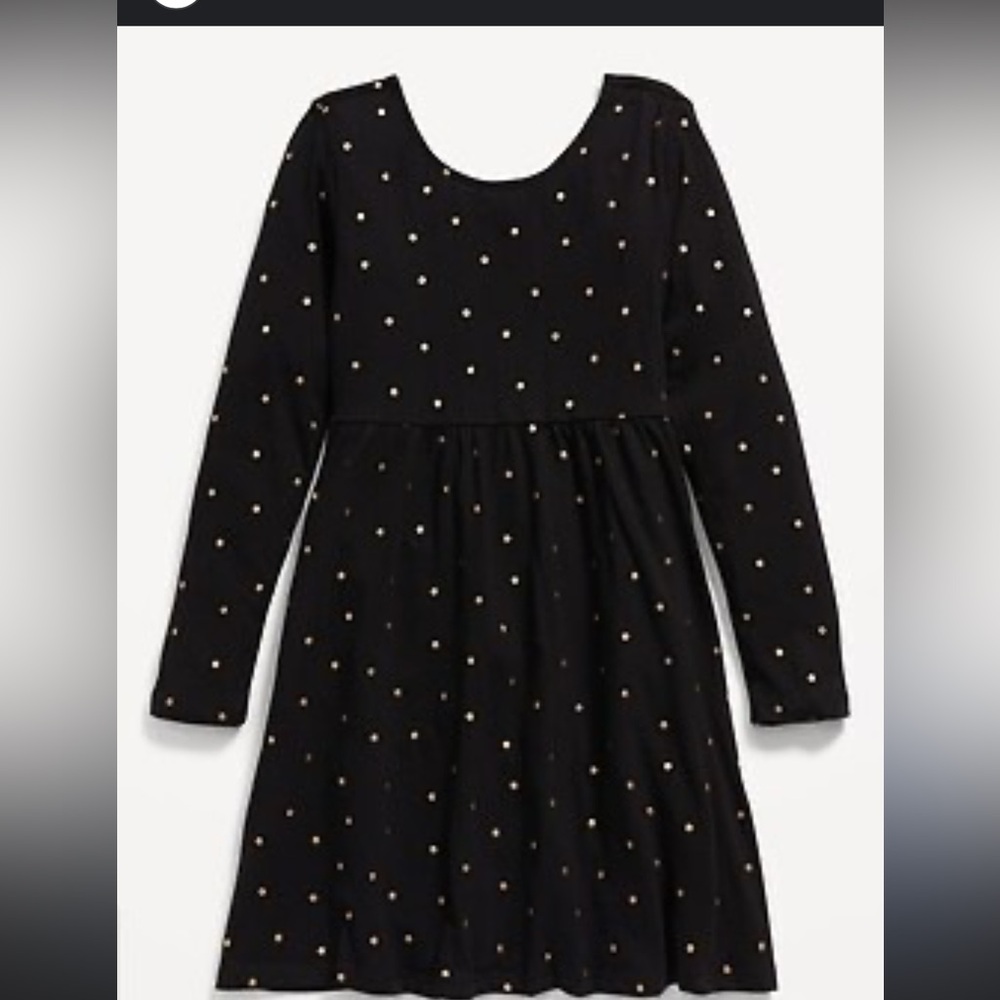 Gold polka dot fit and flare dress